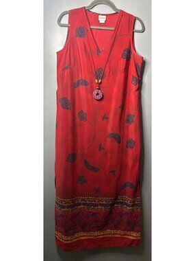 Carolina Colours Maxi Dress 12 Red Purple Floral Boho Cottagecore dark romantic